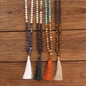 Mala Bead Necklace Tiger Stone and Lava Stone